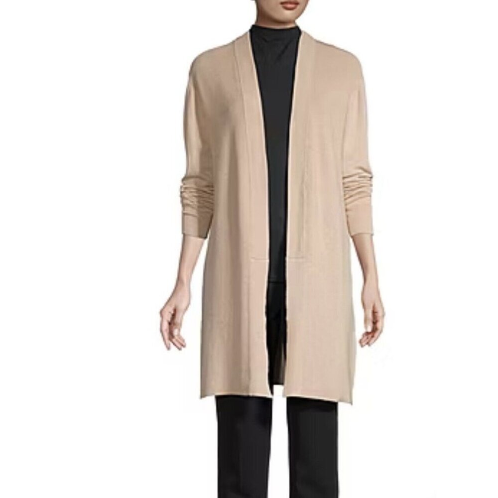 Worthington Petite Womens Long Sleeve Open Front Cardigan Size PXXL Tan NEW
